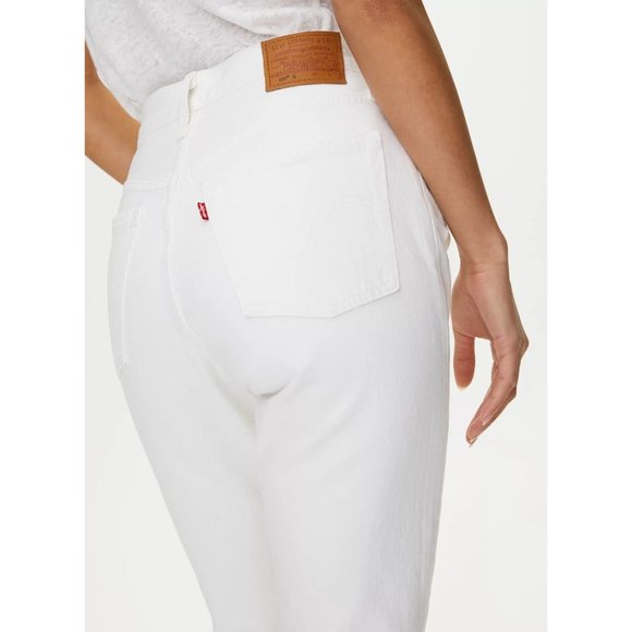 Levi's Premium 501 Skinny Distressed High-Waisted Jean W26 L28 White - Picture 2 of 7